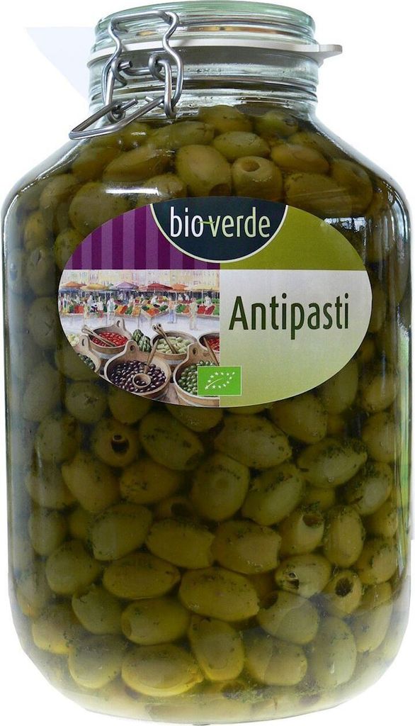 Pitless Green Olives with Herbs in Oil 4.55 kg (Jar) -Verde