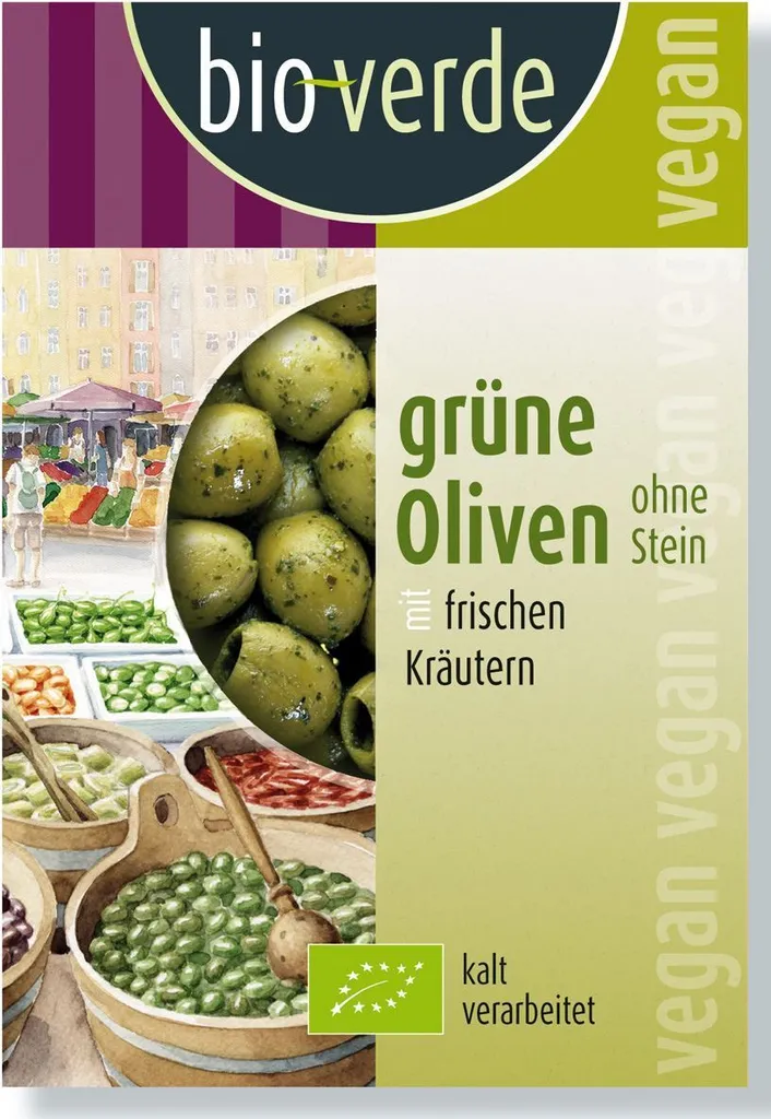 Seedless Green Olives with Herbs 150 g -Verde