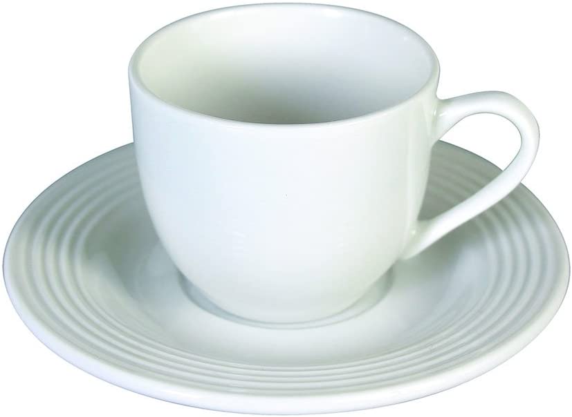 Tognana Polis Circles Set of 6 Coffee Cups with Saucers, Porcelain White