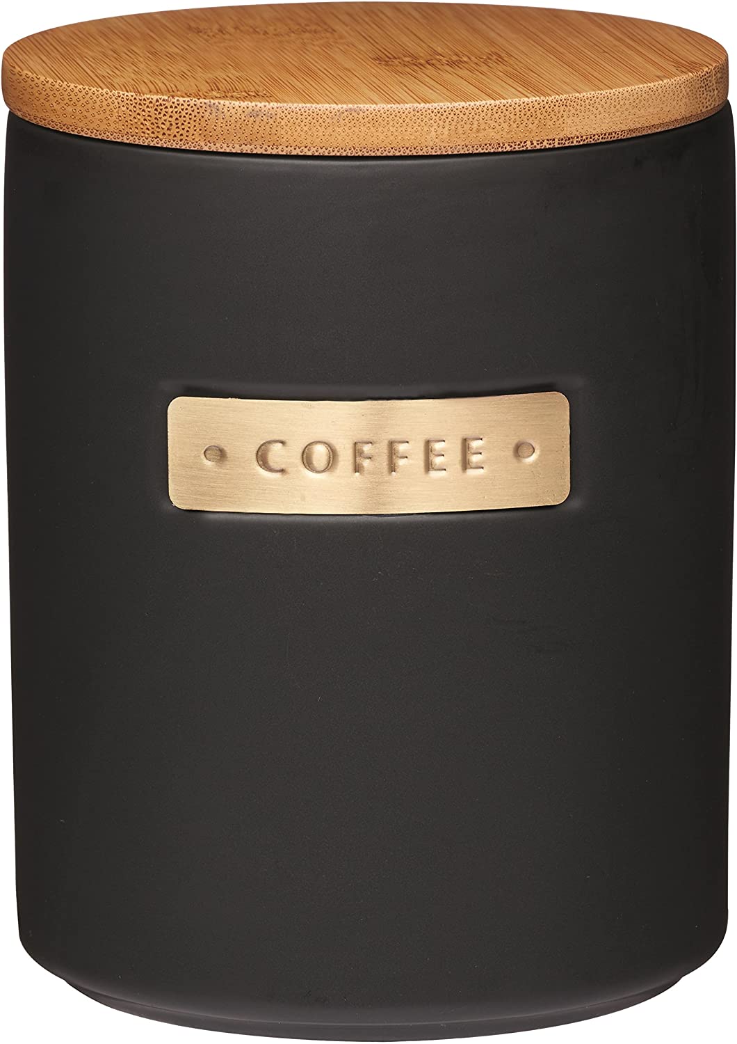 Master Class High Quality Earthenware Tin with Brass Emblem with Bamboo Airtight Lid