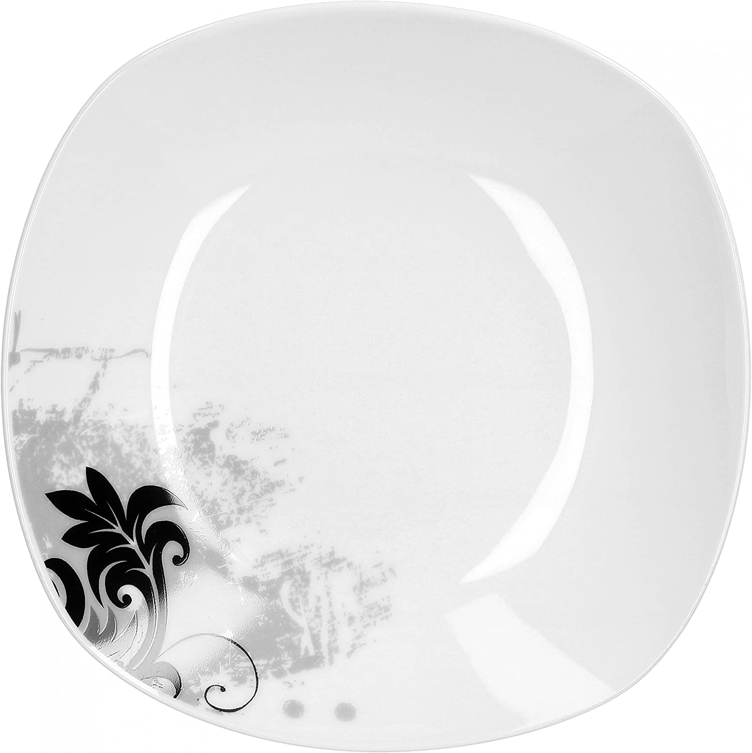 Black Flower Design Soup Plate 22 Cm