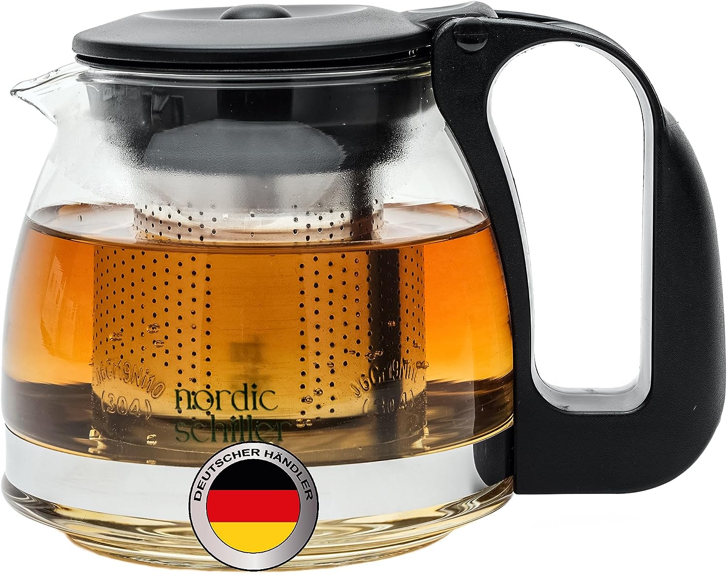 NORDIC SCHILLER Premium Glass Teapot, Heat Resistant Glass Jug with Lid, 700 ml, Teapot with Strainer Insert, Thermal Teapot with Stainless Steel Filter Strainer, Tea Maker, Teapot with Strainer, Tea