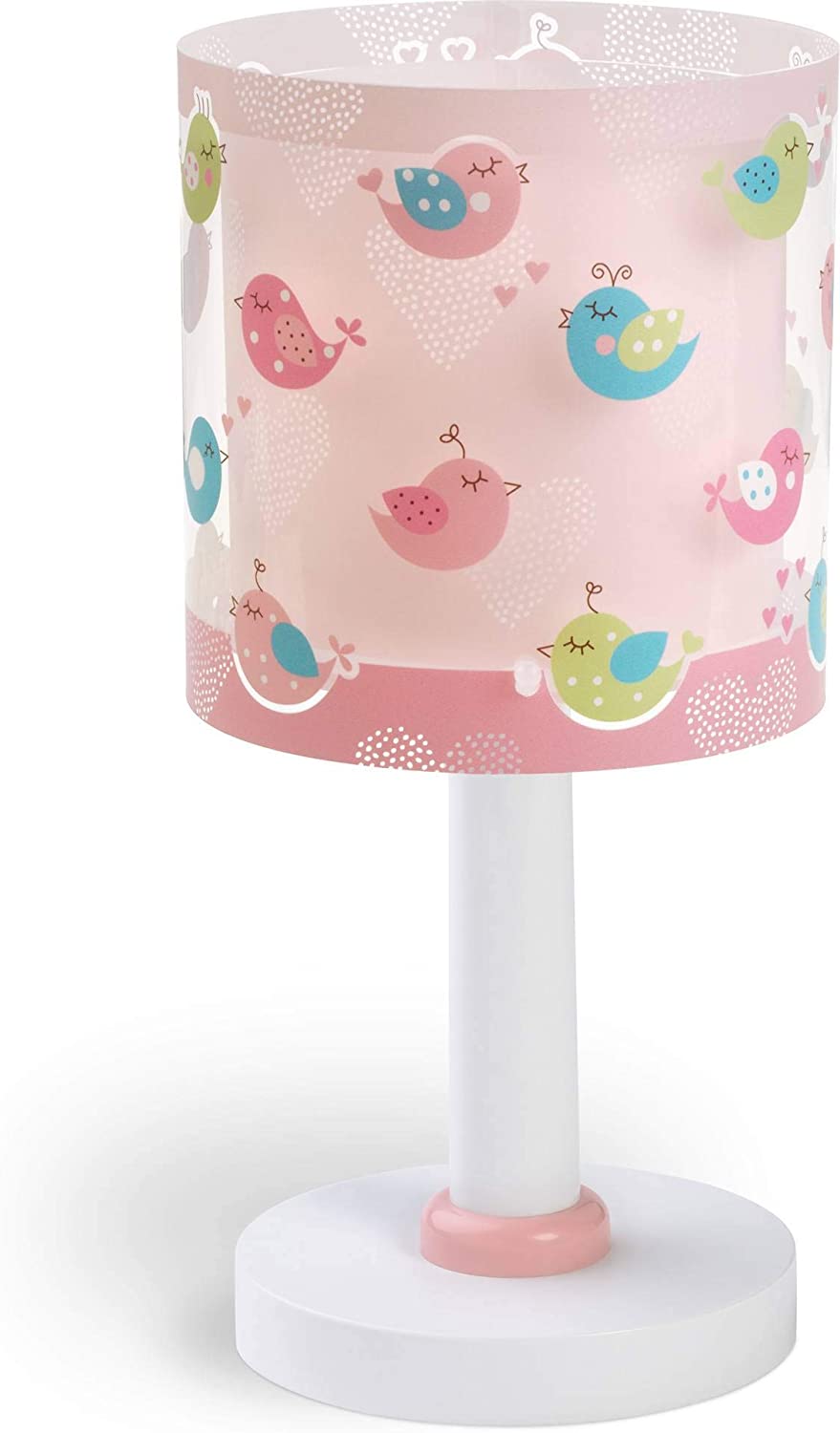 Dalber 60291 Bird and Heart Table Lamp, Plastic, Pink, 15 x 15 x 30 cm