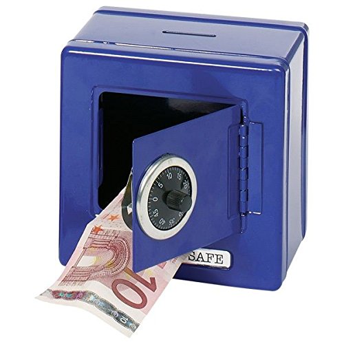 Goki Kids Lockable Blue Metal Combination Money Bank Safe 13 X 13Cm