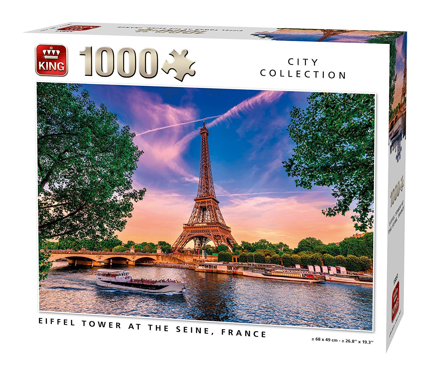King 55851 Jigsaw Puzzle Eiffel Tower At The Seine 1000 Pieces Full Colour 