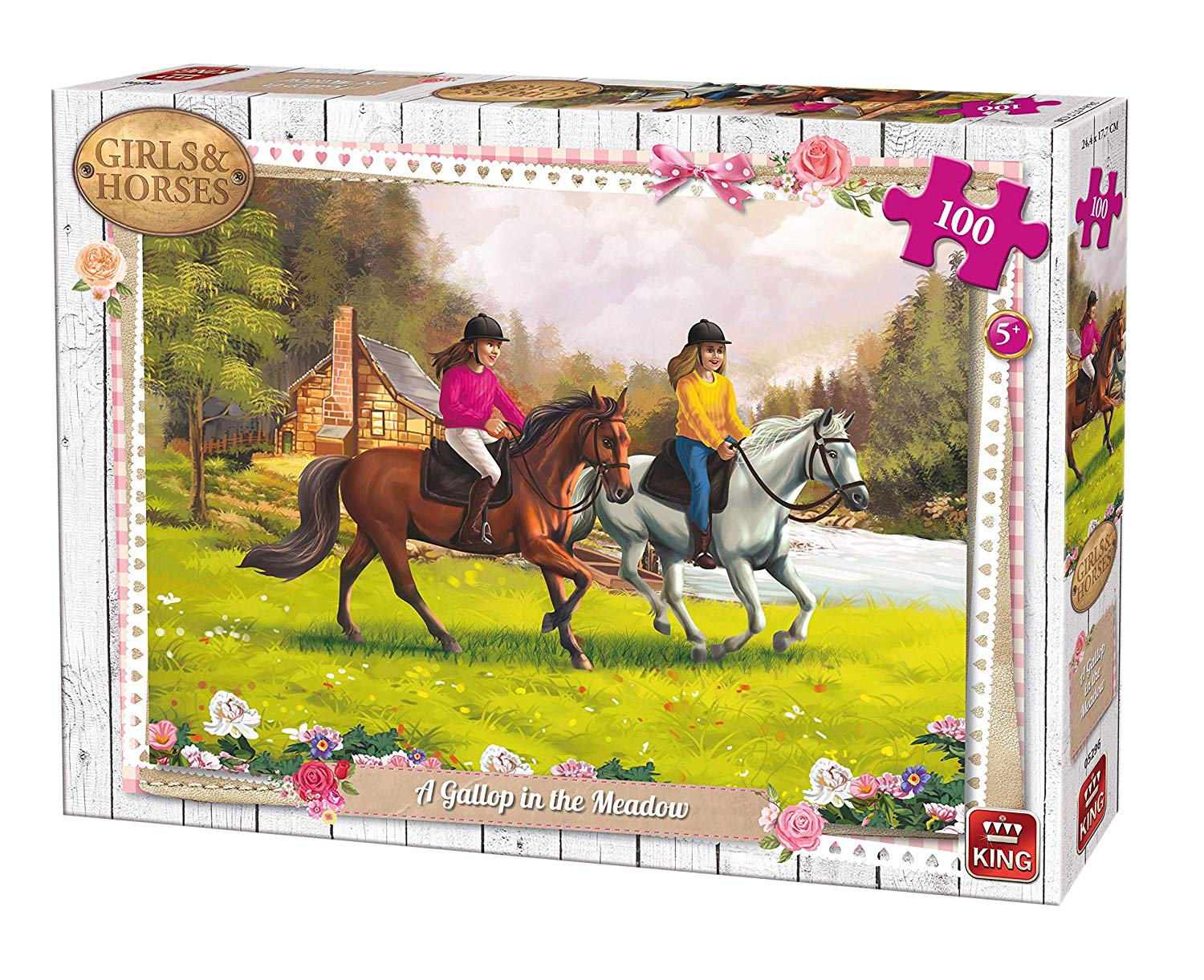 King Kng05296 Girl And Horse Galloping In The Meadow Puzzle 100