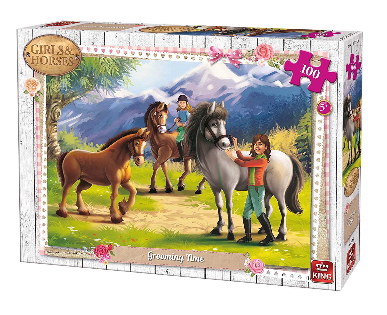 King Kng05298 Girl And Horse Grooming Time Puzzle 100