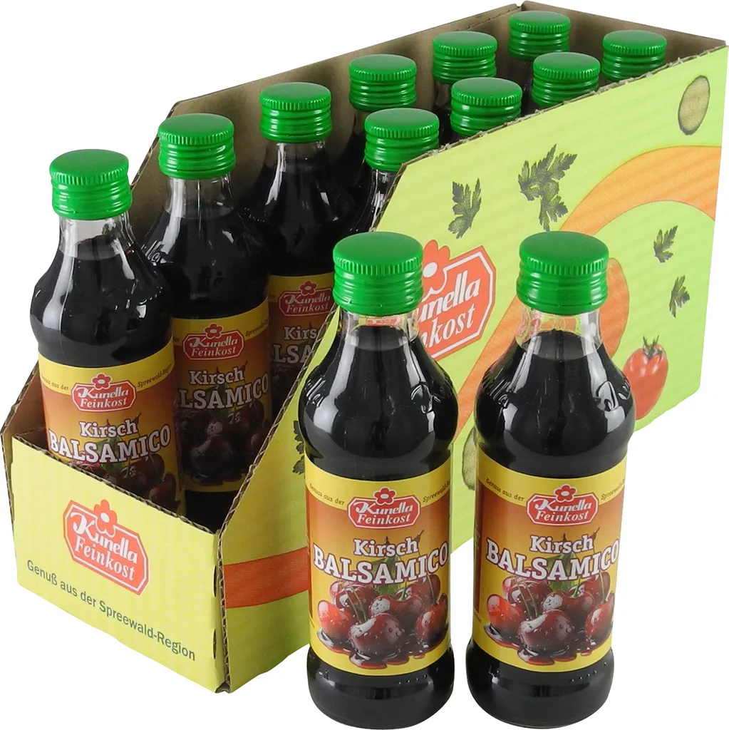 Cherry Balsamic Vinegar from Kunella Feinkost - 12-pack (12 bottles of 100 ml each)