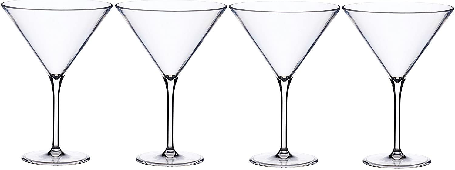 Kitchen Craft Bar Craft Clear Plastic Martini Cocktail Glasses 8.8oz/250ml (9 fl oz (Pack of 4) – Set of 4