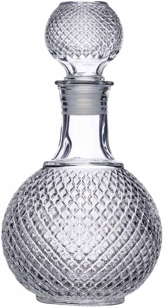 KitchenCraft BarCraft Whisky and Brandy Carafe with Cut Glass Decoration and Brass Monkey Head Bottle Stopper for Serving and Display Spirits - 1 Litre