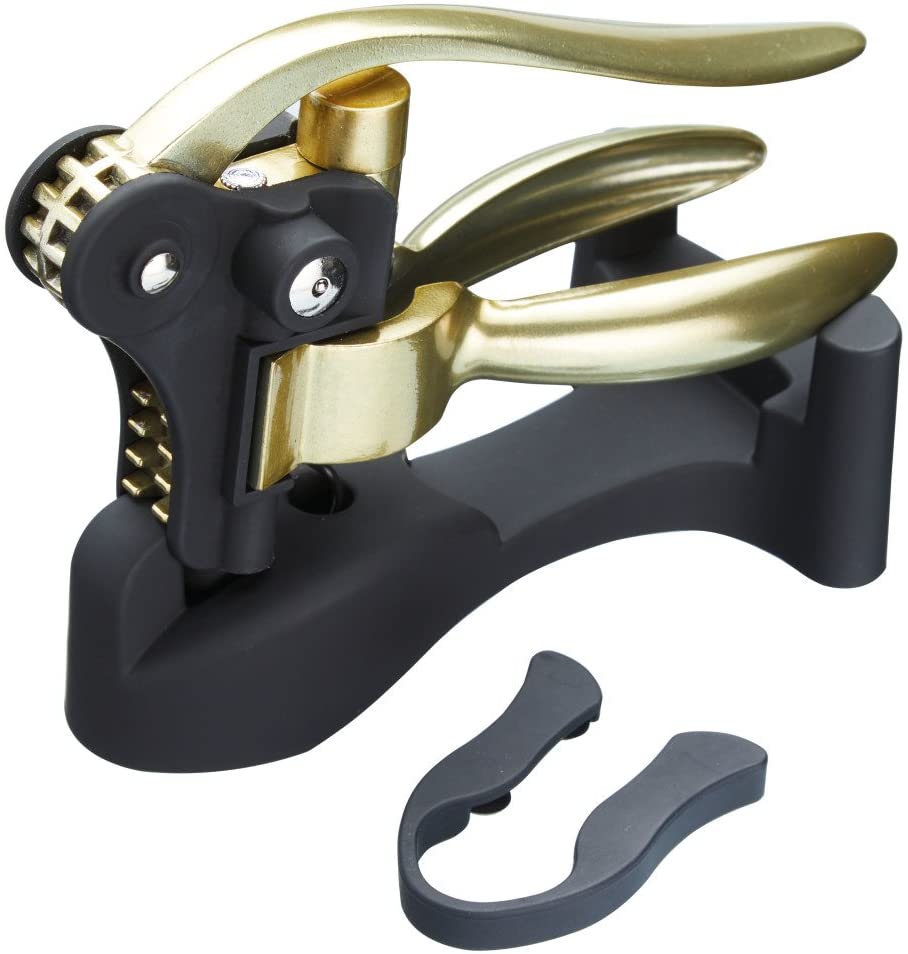 BarCraft Luxury Lever Arm Corkscrew Gift Set Brass Finish (3-Piece), Aluminium, 24 x 23 x 7.5 cm
