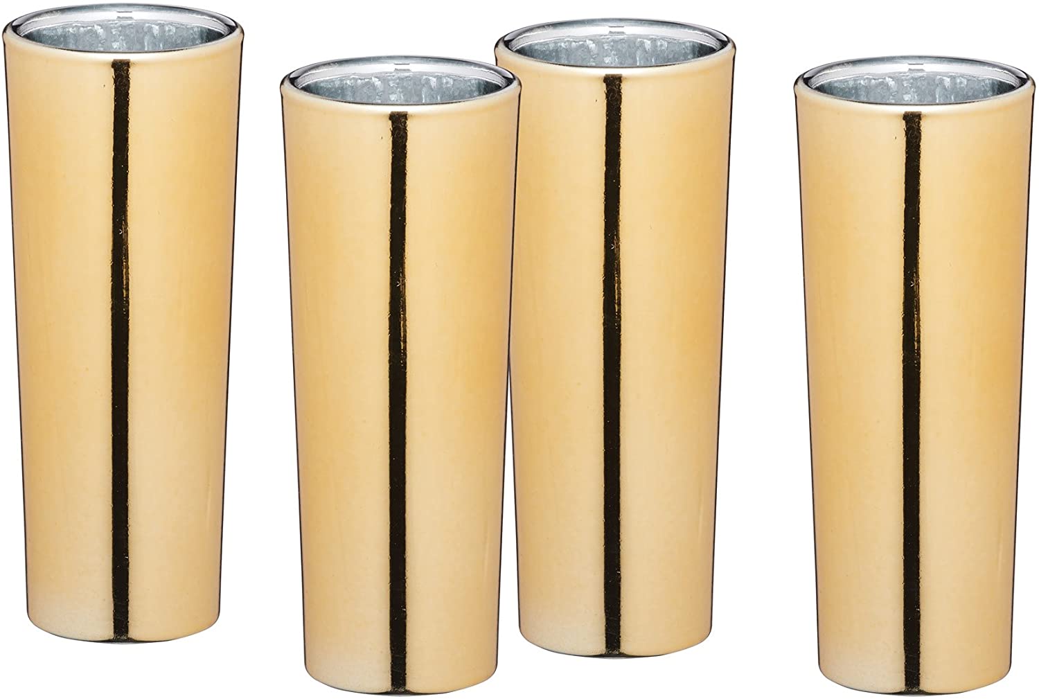 Kitchen Craft Bar Craft Luxury High Shot Glasses 2.1oz/60ml (2 fl oz) – Metal Finish. (Set of 4), Gold, 3.9 x 3.9 x 10.4 cm