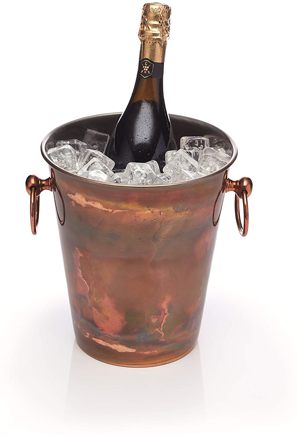 KitchenCraft BarCraft Luxury Stainless Steel Wine Champagne Cooler Bucket 24 x 20.5 x 23cm - Iridescent Copper Finish