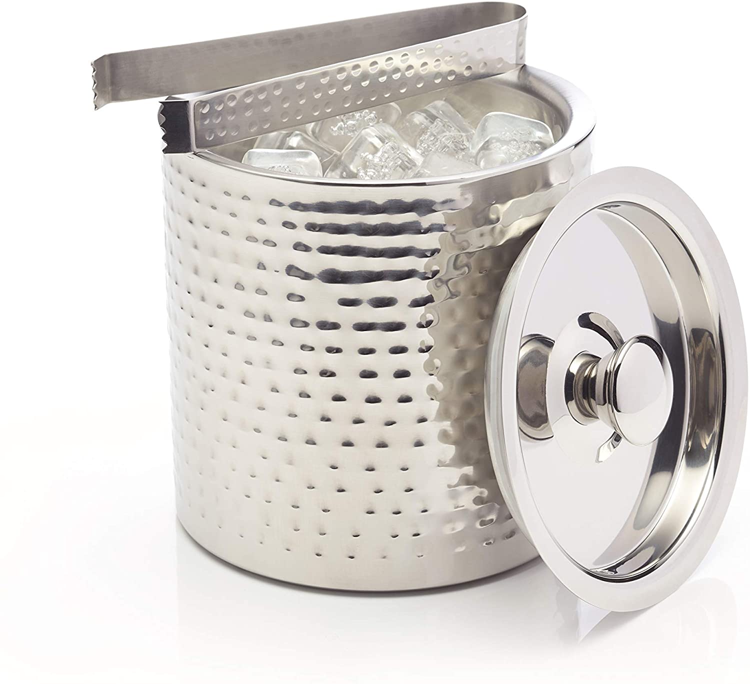 KitchenCraft BarCraft Stainless Steel Ice Bucket with Lid and Tongs, 1.5 Litre