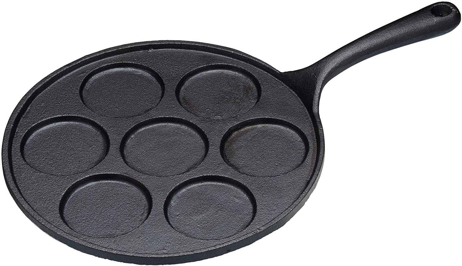 KitchenCraft KC BLUE Cast Iron Induction Blini Pan with Seven Holes, Black, 24 cm