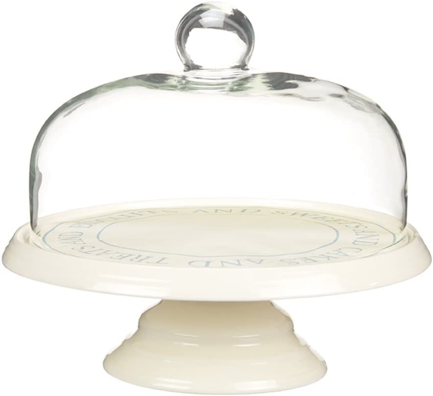 Kitchen Craft Classic Collection 29cm Ceramic Cake Stand with Glass Dome