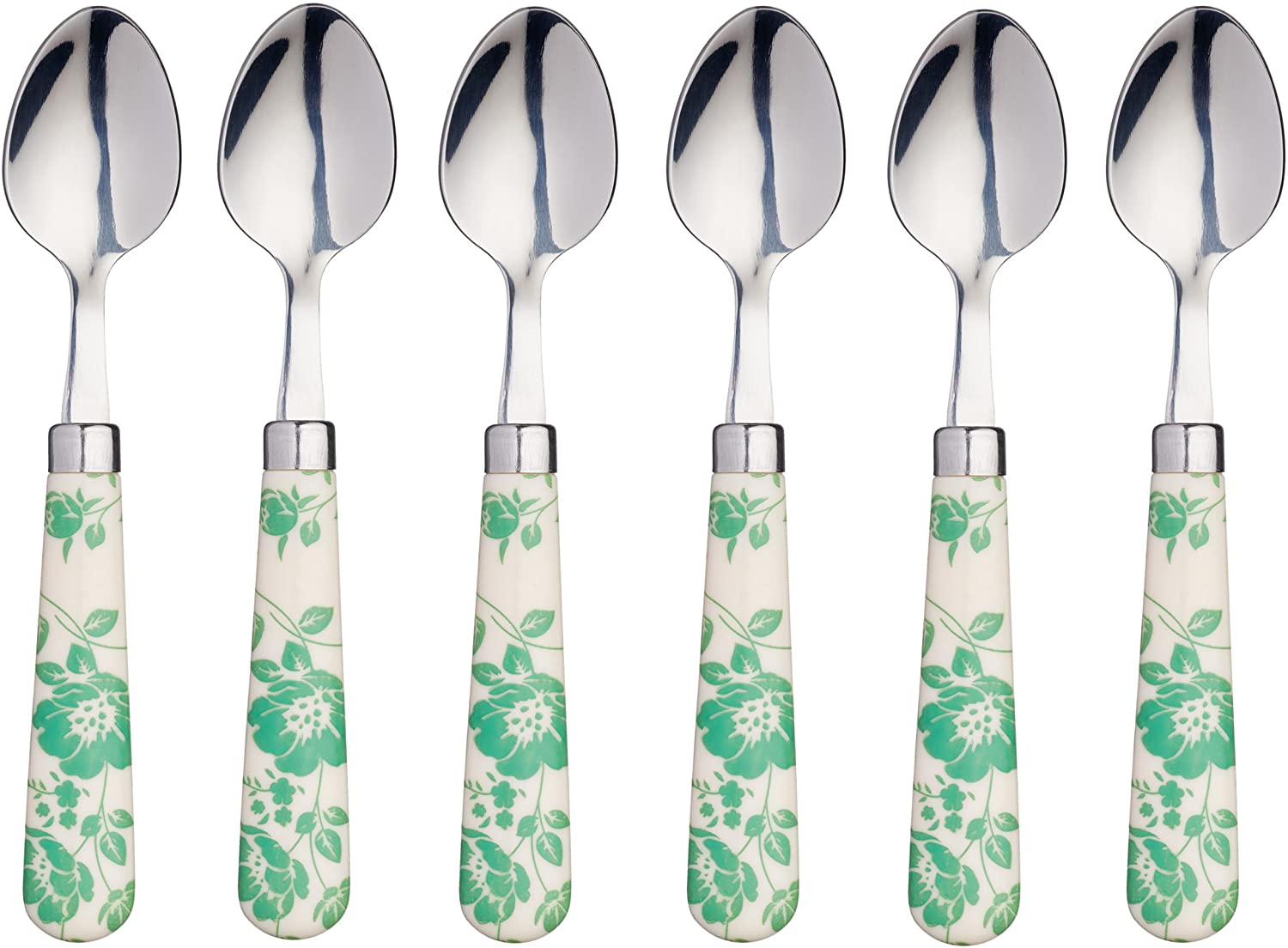 Kitchen Craft AMZTSPNHOOPBLSET6 Coloured Horizontal Striped Tea Spoons, Stainless Steel, Blue, 15.5 x 3 x 2 cm, 6 Units