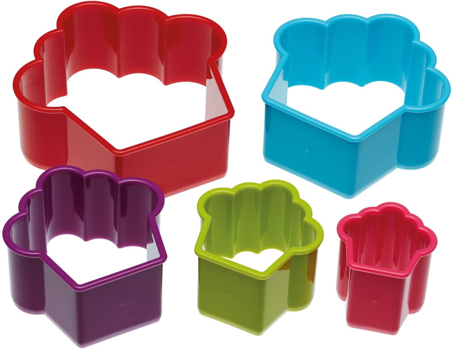 Kitchen Craft Colourworks Plastic Cupcake Shaped Pastry/Cookie Cutters - Set of 5