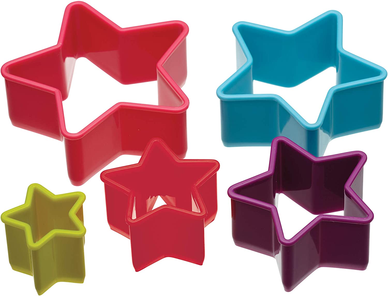 KitchenCraft Kitchen Craft Colourworks Plastic Star Shaped Cookie Cutters - Set of 5
