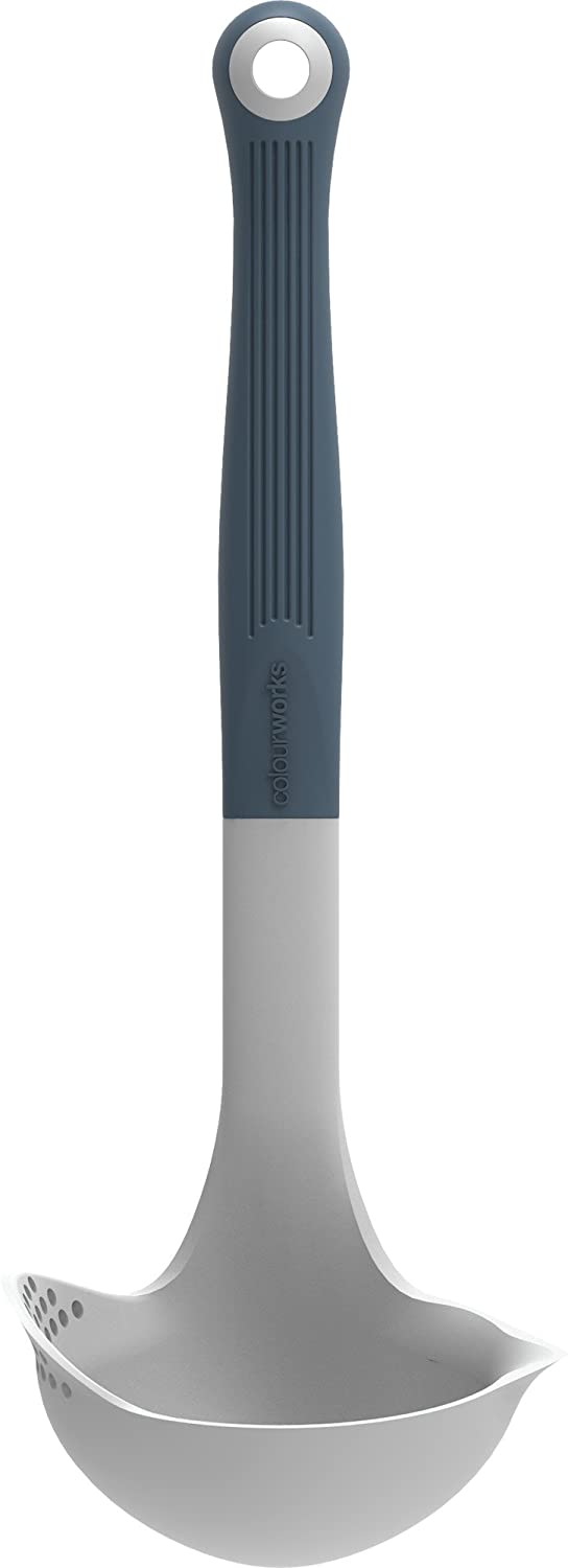 Kitchen Craft Colourworks Silicone 27 cm (Tablet – Multi Soup Ladle/Slotted Spoon, Classic Grey, 1 x 1 x 1 cm