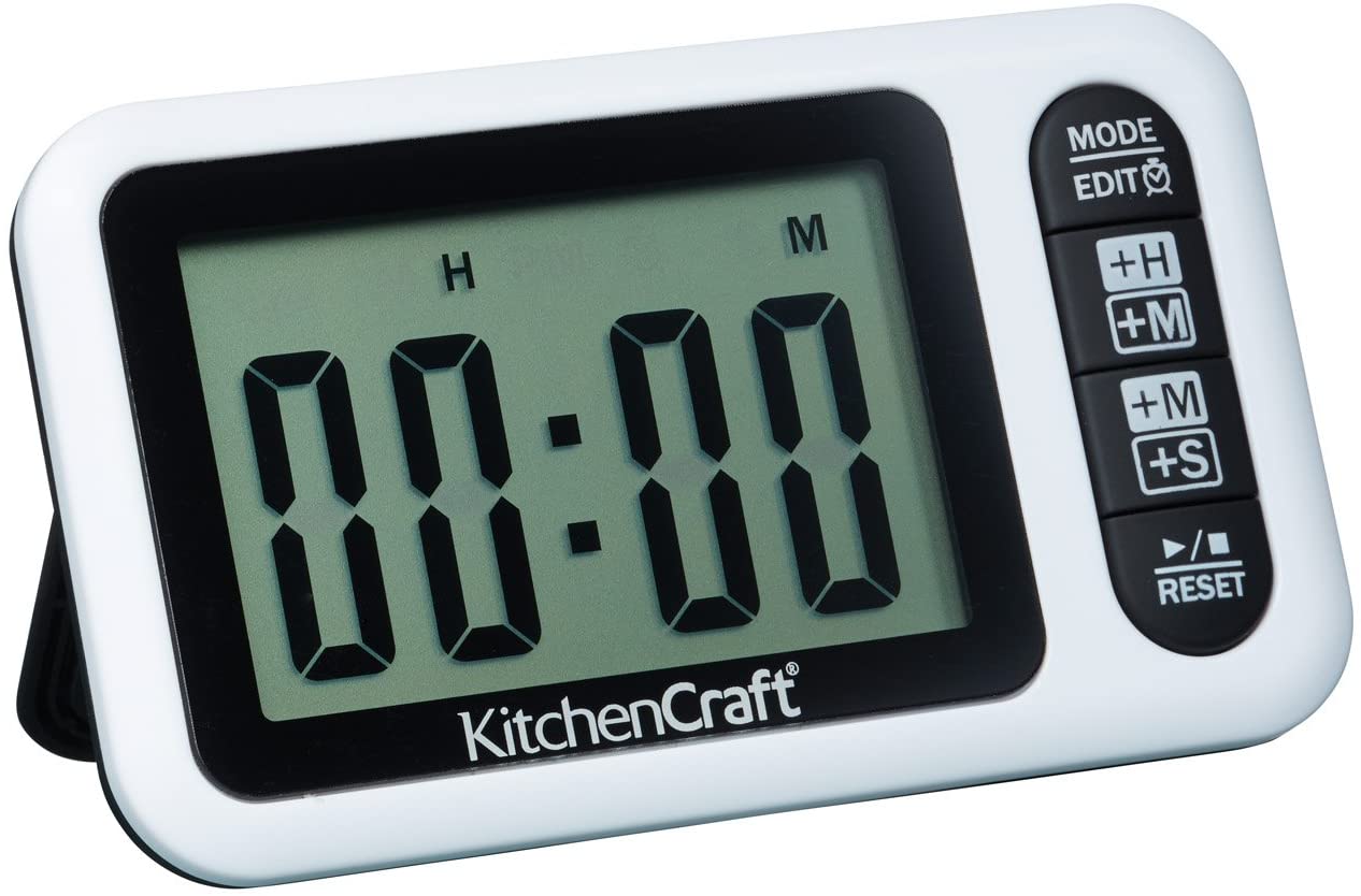 Kitchen Craft Digital Kitchen Timer and Clock with Hour and Minute or Minute and Second Display