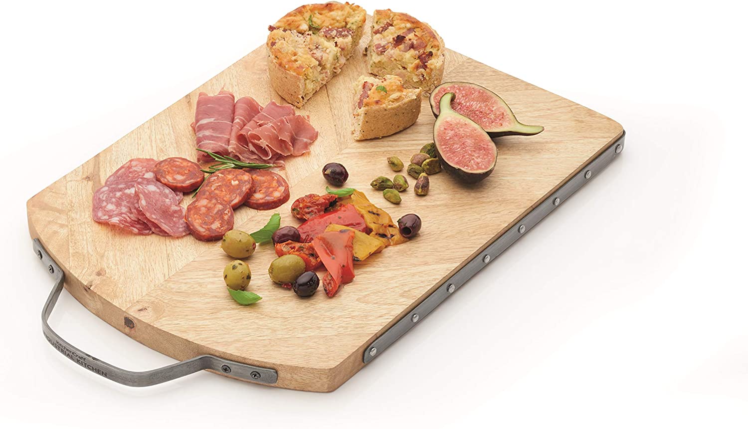 KitchenCraft 41 x 26 cm Wooden Chopping Board with Iron Handle