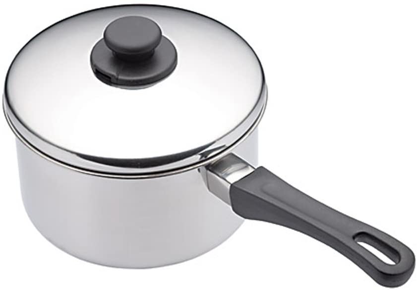 Kitchen Craft Induction-Safe Deep Large Stainless Steel Saucepan with Lid - 20 cm (8 inch)