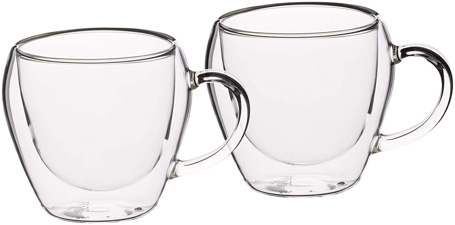 KitchenCraft LE\'XPRESS Le Xpress Double-Walled Tea Cups 230 ml Plastic in Transparent 2 Pieces 12 x 17 x 22 cm 2 Units