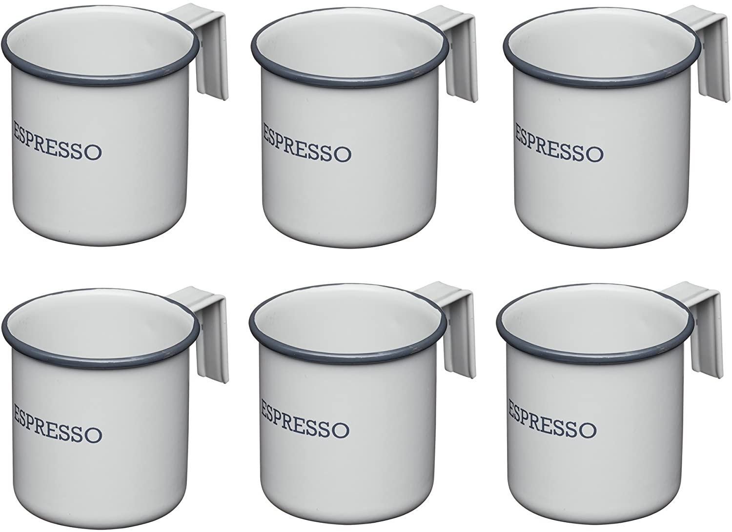KitchenCraft Living Nostalgia Enamel Espresso Coffee Cups, 75 ml, Set of 6, Grey
