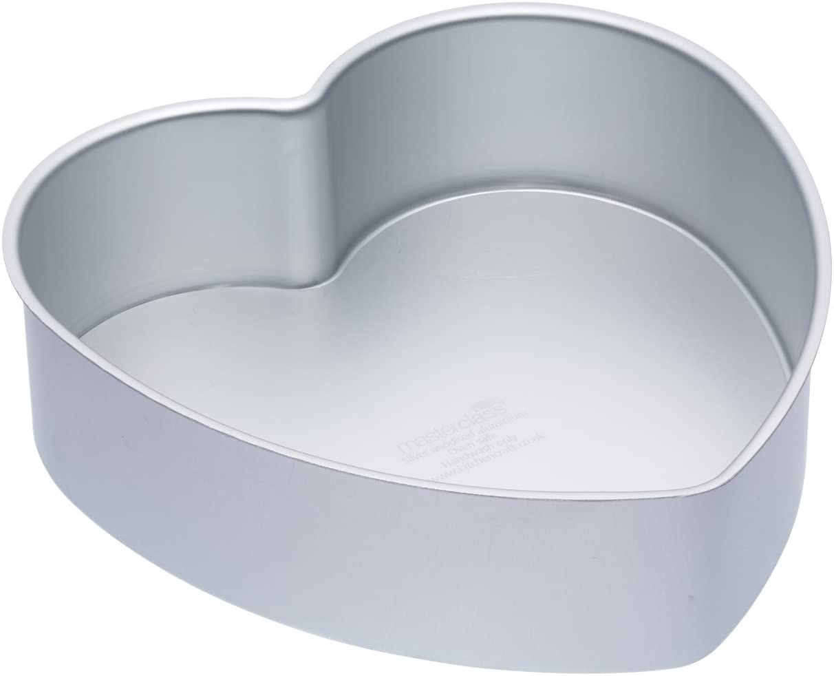 Kitchen Craft MCSA18 Heart-Shaped Cake Tin with Loose Base Sauce, Silver, 25 x 25 x 7.8 cm