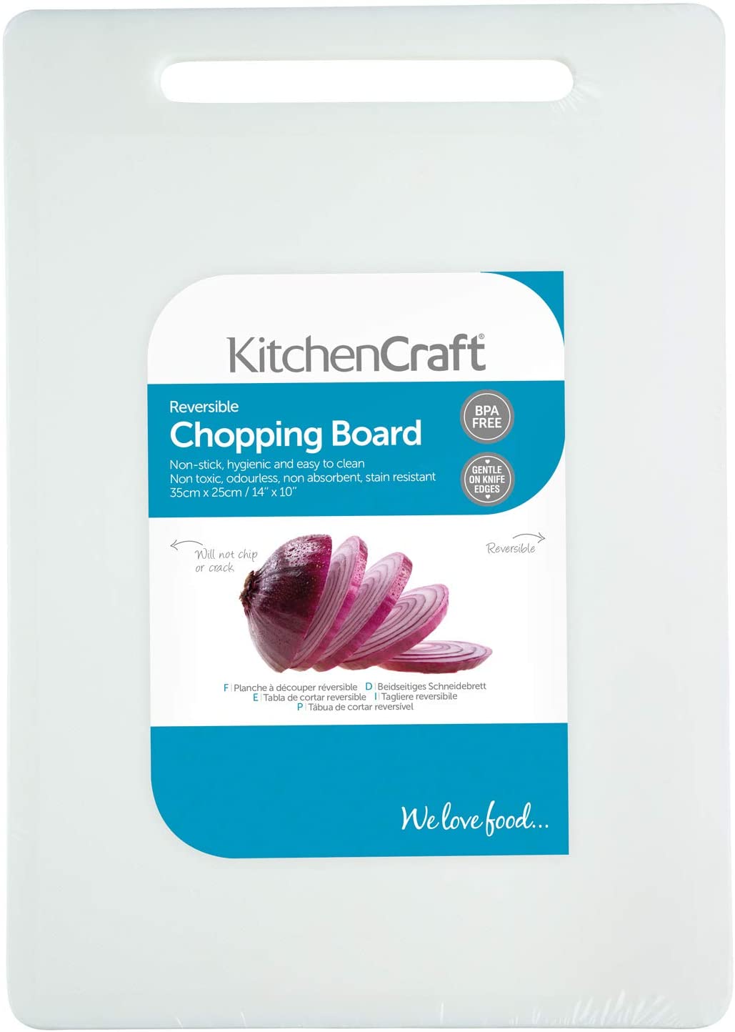 KitchenCraft Kitchen Craft Medium Polyethylene Chopping Board, 35 x 25 cm