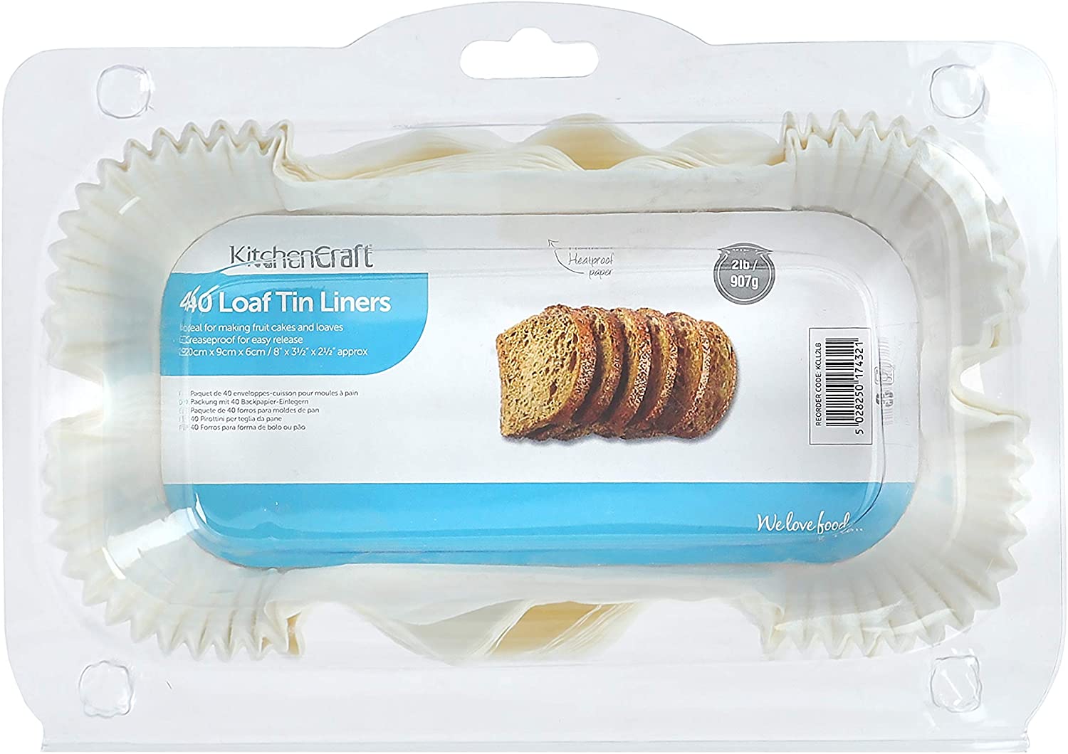 KitchenCraft Kitchen Craft Non-Stick 2 lb Loaf Tin Liners (Pack of 40)