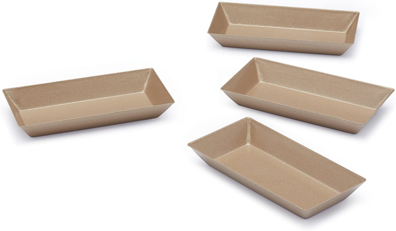 KitchenCraft Kitchen Craft Paul Hollywood Non-Stick Rectangular Baking Tray, Steel, Champagne, 8.5 x 4.5 cm Set of 4