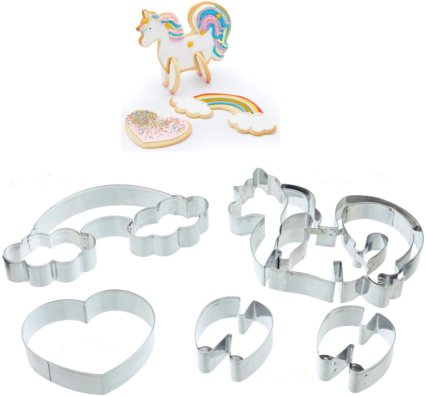 KitchenCraft Sweetly Does It 3D Unicorn Cookie Cutters (5-Piece)
