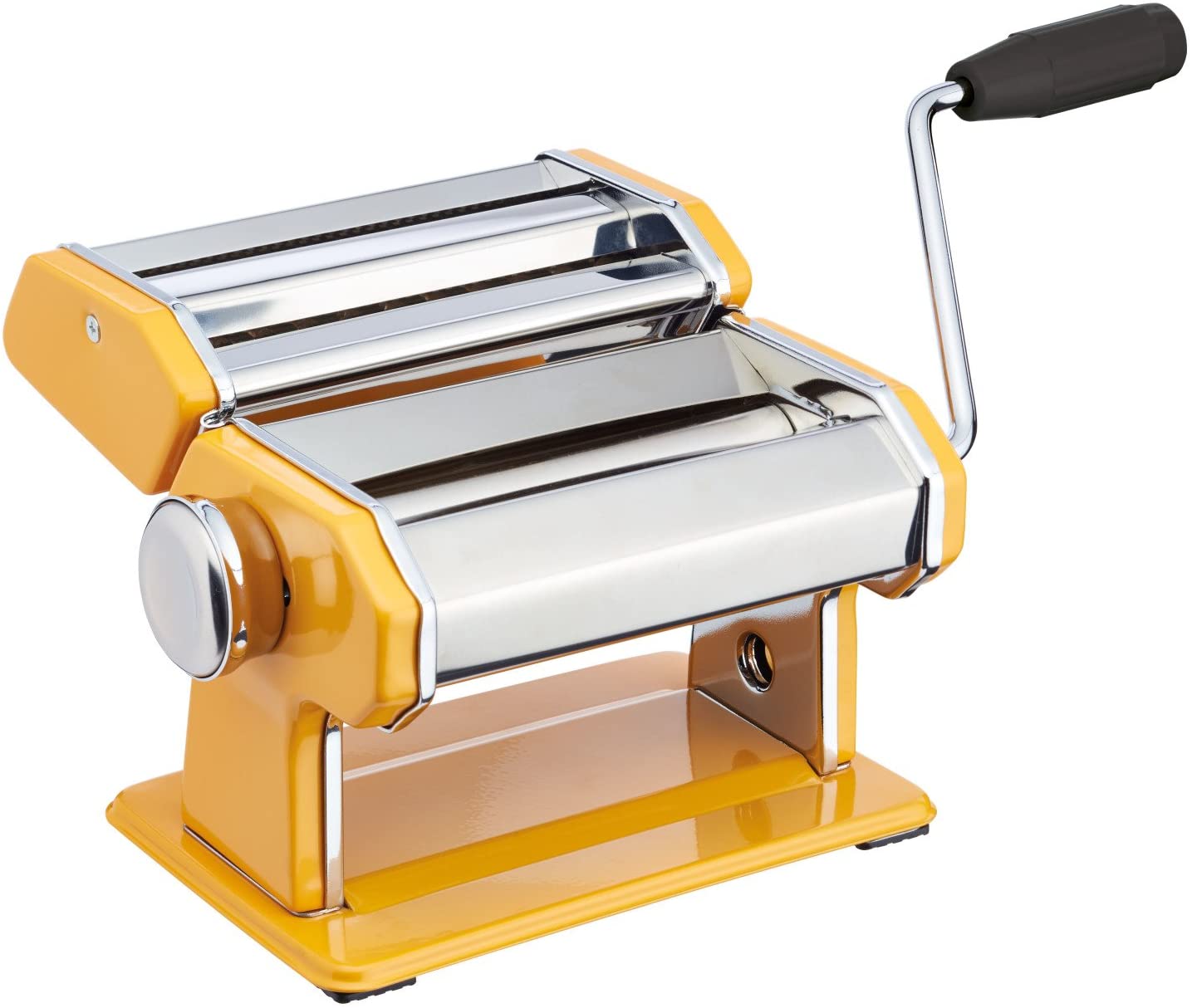 WORLD OF FLAVOURS KitchenCraft Stainless Steel Pasta Rolling Machine, Yellow, Stainless Steel, 1 x 1 x 1 cm