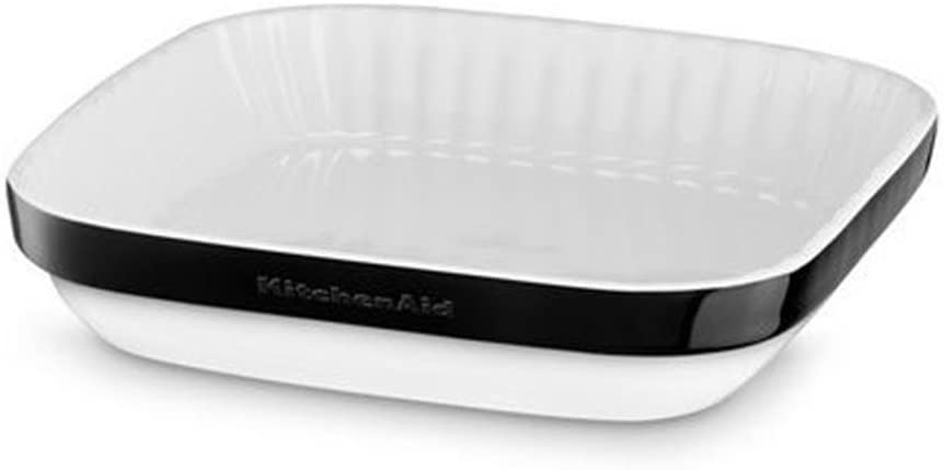 KitchenAid KBLR09 A Gob Gratin Dish - Ceramic - 26 x 26 x 5 cm, White/Black