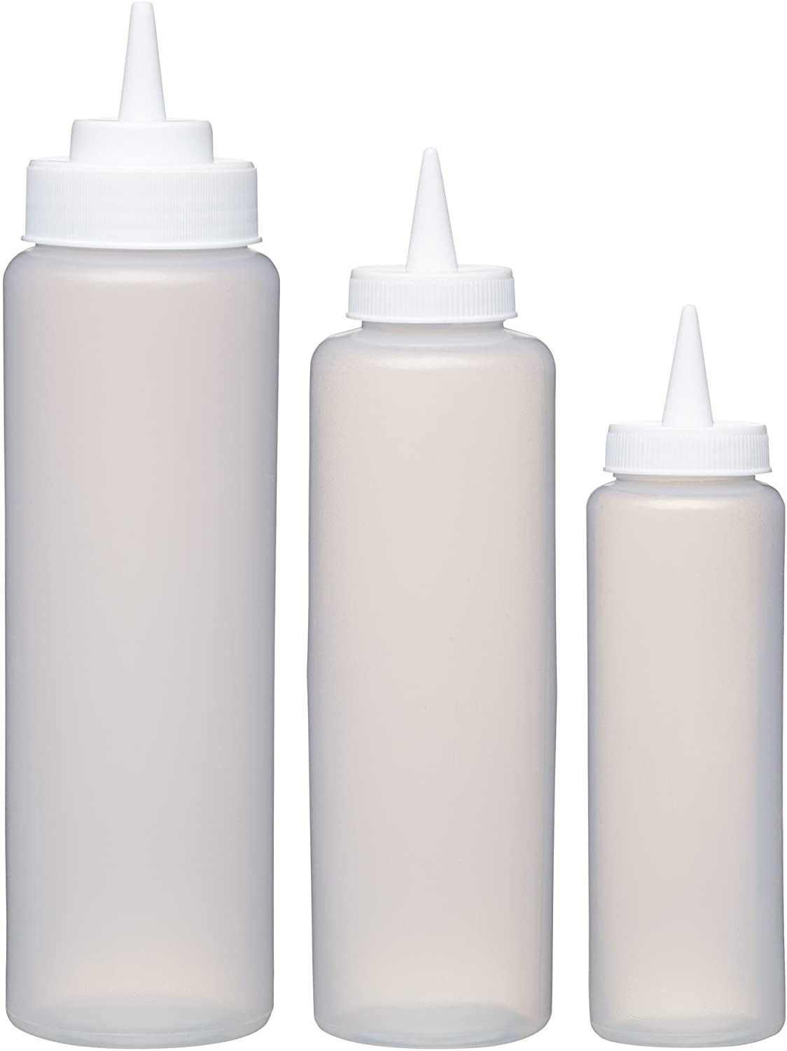 Kitchencraft Easy Plastic Squeeze Sauce Bottles (Set of 3) White – 6.5 x 18 x 33 cm