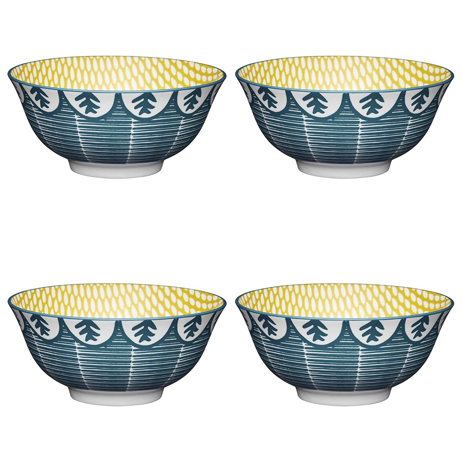 KitchenCraft ECMKCBOWL28SET Mediterranean Leaf Ceramic Bowl Set Stoneware