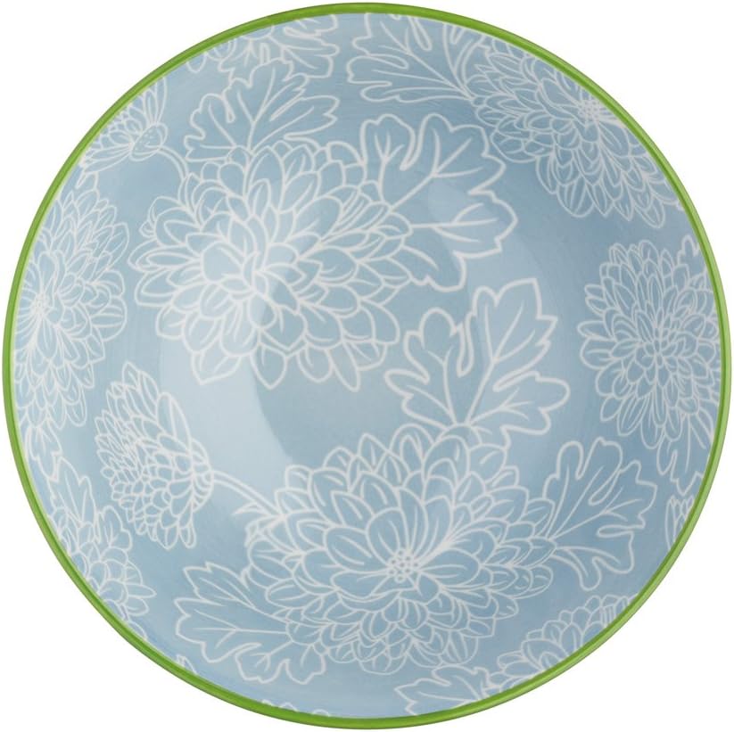 KitchenCraft Ceramic Tile Mandala Bowl Set, Stoneware, Yellow/White, 15.5 cm, Set of 4 Bowls