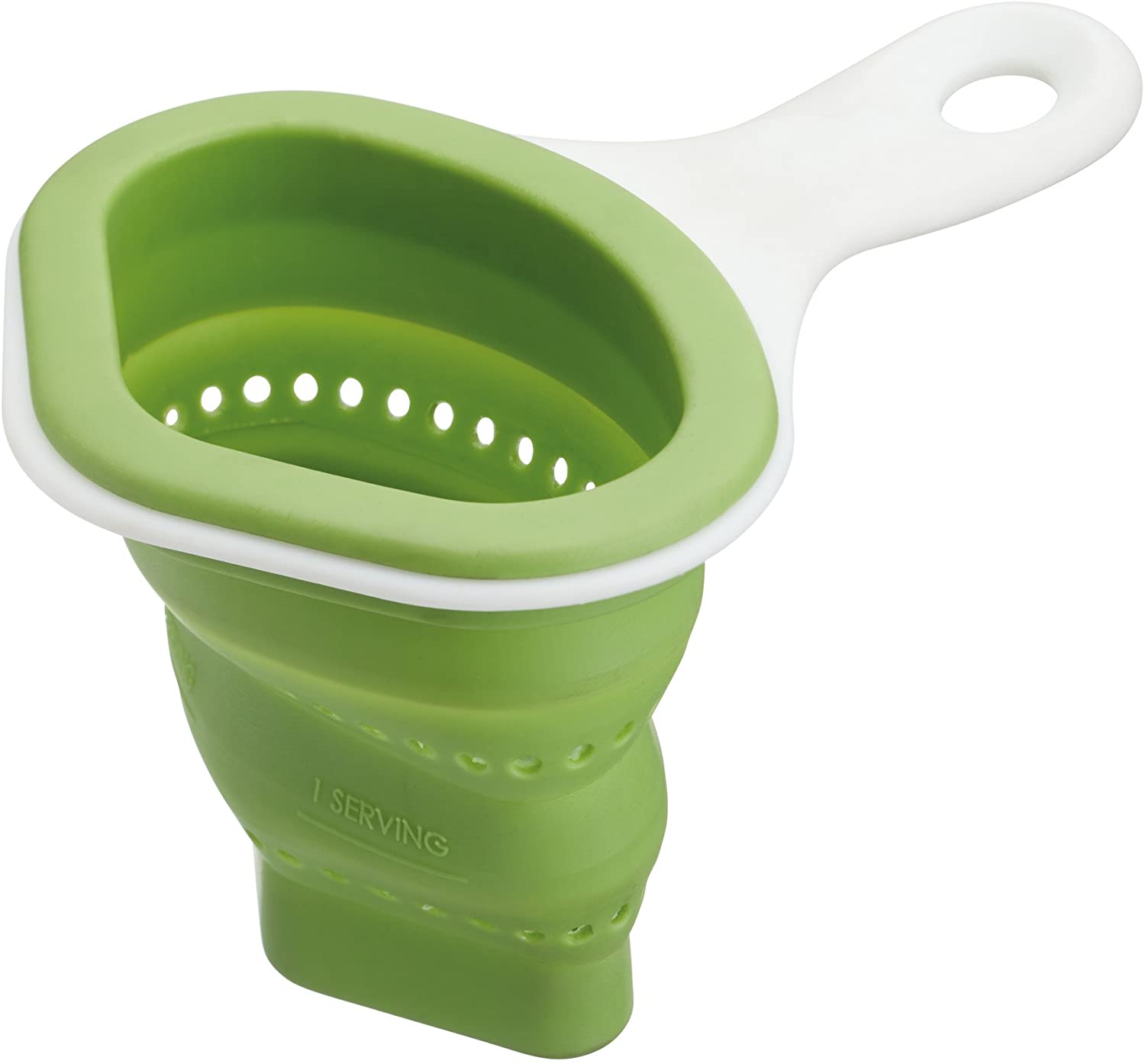 Kitchen Craft Healthy Eating 3 in 1 Pasta Scoop, Cooker, Draining Basket, Silicone, Green, 13 x 17.5 x 3.5 cm