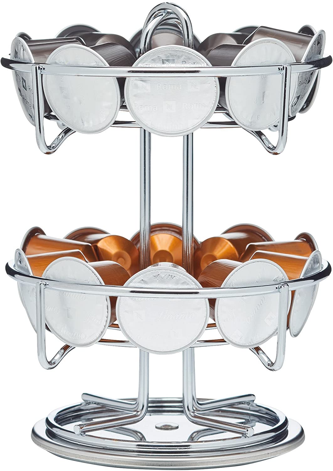 KitchenCraft Le\'Xpress KCLX20PODNE Nespresso Coffee Capsule Holder Rotating Carbon Steel 13.5 x 19 cm for 20 Capsules