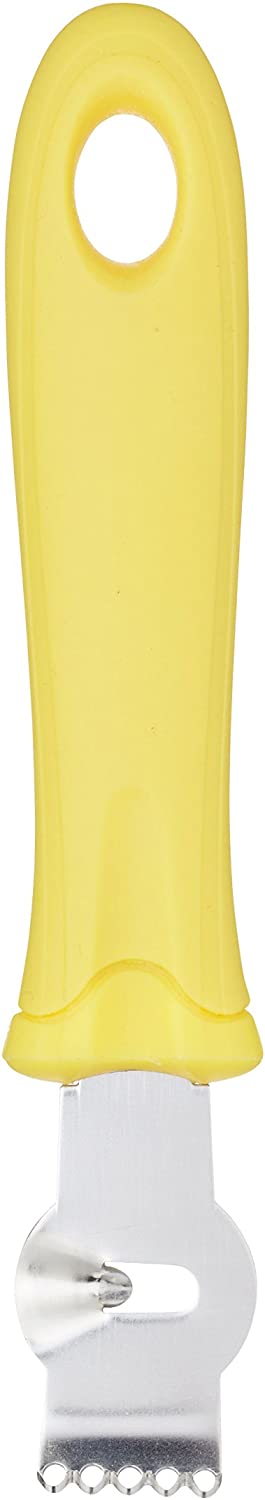 Kitchencraft Nutritious Soft Grip 2 in 1 Citrus Zester/Double Strip Cutter with Handle, Yellow, 16 cm