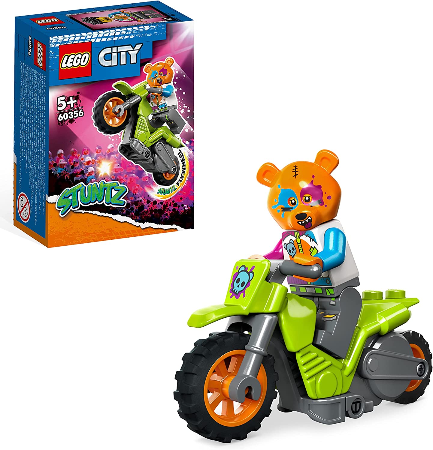 LEGO 60356 City Stuntz Bear Stunt Bike Flywheel Operated Motorcycle Toy with Racer Mini Figure for Exciting Jumps and Tricks as a Small Gift