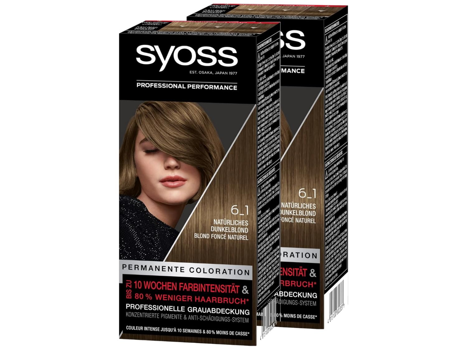 SYOSS Permanent Coloration 6_1 Natural Dark Blonde (2 x 115 ml), Permanent Coloration for up to 10 Weeks of Color Intensity and 80% Less Hair Breakage