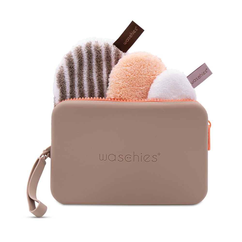 Waschies Zero Waste Bag \ "Brown \" Travel bag sand, exfoliating pad, make-up and cleaning pad, toner pad