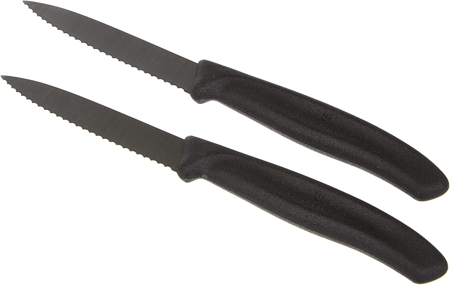 Victorinox Swiss Classic 8 cm Serrated Vegetable Knife - Medium Point - Blade Guard - Dishwasher-Safe - Set of 2