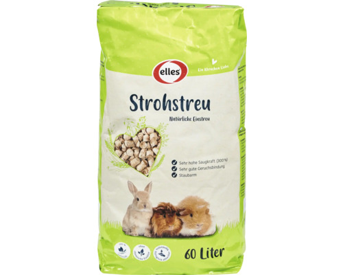 Small animal litter elles straw litter natural litter for rodents and cats 60 l approx. 24 kg