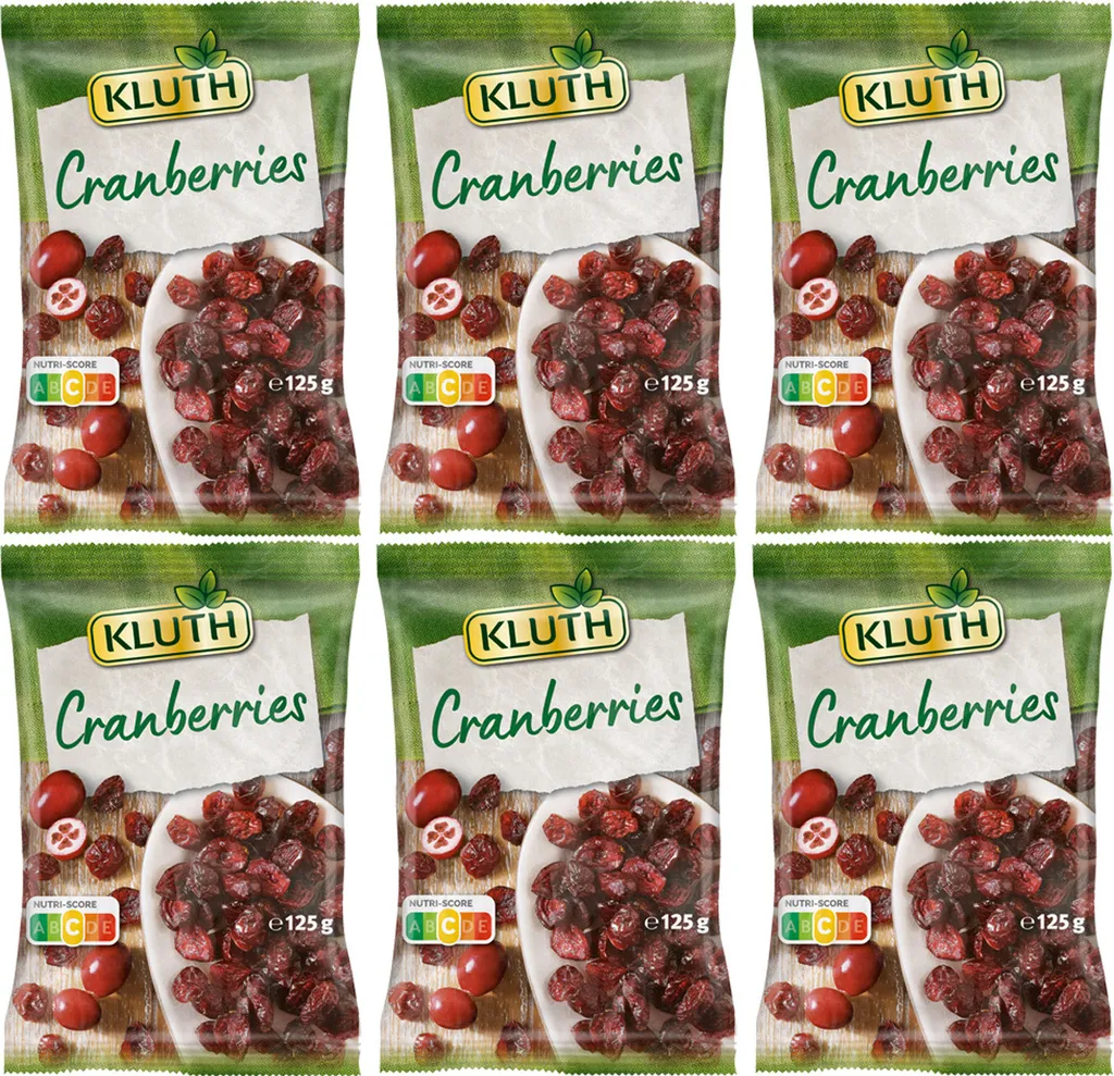 Kluth Cranberries dried aromatic 125g 6-pack
