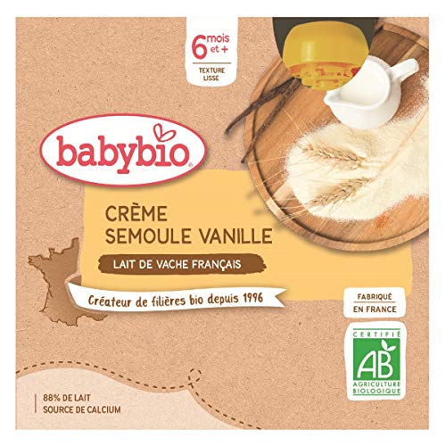 BABYBIO Gourdes Crème Semoule Vanilla 4x85g