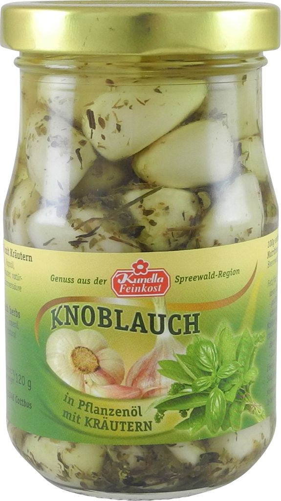 Garlic cloves in oil with herbs from Kunella Feinkost (185 g jar)